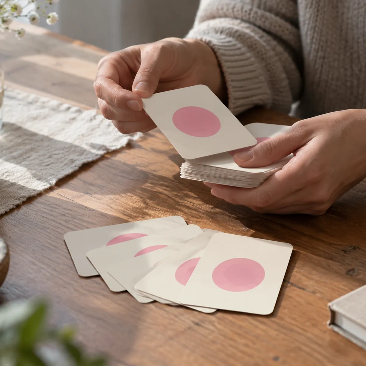Cards repetidos espalhados sobre a mesa. Imagem ilustrativa.